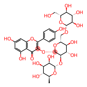 4H-1-Benzopyran-4-one, 3-[(O-6-deoxy-α-L-mannopyranosyl-(1→2)-O-[β-D-glucopyranosyl-(1→6)]-β-D-glucopyranosyl)oxy]-5,7-dihydroxy-2-(4-hydroxyphenyl)-