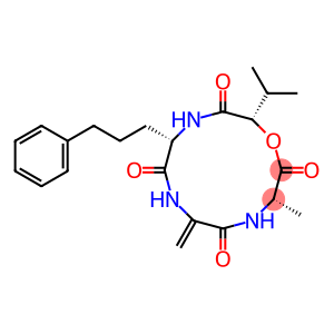 Cyclo[2,3-didehydroalanyl-L-alanyl-(2S)-2-hydroxy-4-methylpentanoyl-5-phenyl-L-norvalyl] (9CI)