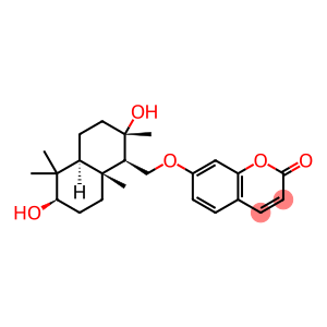 (+)-7-[[(1S,4aα)-Decahydro-2,5,5,8aβ-tetramethyl-2α,6β-dihydroxynaphthalene-1β-yl]methoxy]-2H-1-benzopyran-2-one