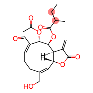 (3aS,6E,10Z)-3-Methylene-4α-(2-methylbutanoyloxy)-5β-acetoxy-6-formyl-10-(hydroxymethyl)-2,3,3aβ,4,5,8,9,11aα-octahydrocyclodeca[b]furan-2-one