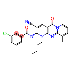 N-(1-butyl-3-cyano-10-methyl-5-oxo-1,5-dihydro-2H-dipyrido[1,2-a:2,3-d]pyrimidin-2-ylidene)-3-chlorobenzamide