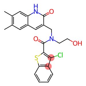 Benzo[b]thiophene-2-carboxamide, 3-chloro-N-[(1,2-dihydro-6,7-dimethyl-2-oxo-3-quinolinyl)methyl]-N-(2-hydroxyethyl)- (9CI)