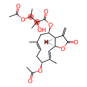 3-Acetoxy-2-hydroxy-2-methylbutanoic acid 9-acetoxy-2,3,3a,4,5,8,9,11a-octahydro-6,10-dimethyl-3-methylene-2-oxocyclodeca[b]furan-4-yl ester