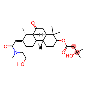 Butanoic acid, 3-hydroxy-3-methyl-, (2S,4aR,4bS,7E,8R,8aS,10aR)-tetradecahydro-7-[2-[(2-hydroxyethyl)methylamino]-2-oxoethylidene]-1,1,4a,8-tetramethyl-9-oxo-2-phenanthrenyl ester