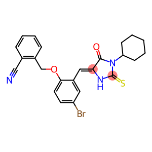 2-({4-bromo-2-[(1-cyclohexyl-5-oxo-2-thioxo-4-imidazolidinylidene)methyl]phenoxy}methyl)benzonitrile