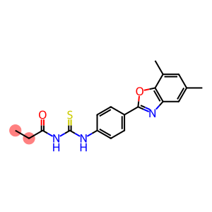 Propanamide, N-[[[4-(5,7-dimethyl-2-benzoxazolyl)phenyl]amino]thioxomethyl]- (9CI)