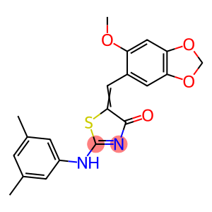 2-[(3,5-dimethylphenyl)imino]-5-[(6-methoxy-1,3-benzodioxol-5-yl)methylene]-1,3-thiazolidin-4-one