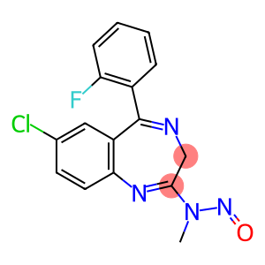 (7-Chloro-5-(2-fluorophenyl)-N-methyl-N-nitroso-3H-1,4-benzodiazepin-2-amine)