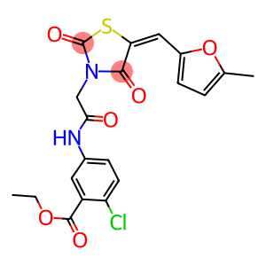 ethyl 2-chloro-5-[({5-[(5-methyl-2-furyl)methylene]-2,4-dioxo-1,3-thiazolidin-3-yl}acetyl)amino]benzoate