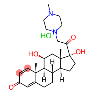 11beta,17-dihydroxy-21-(4-methyl-1-piperazinyl)pregna-1,4-diene-3,20-dione monohydrochloride