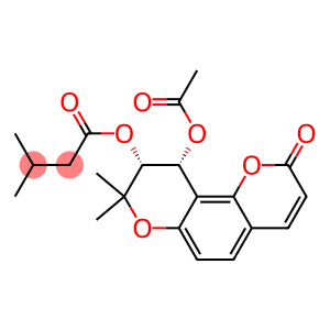 3-Methylbutyric acid [[9R,10R,(+)]-10-acetoxy-9,10-dihydro-8,8-dimethyl-2-oxo-2H,8H-benzo[1,2-b:3,4-b']dipyran-9-yl] ester