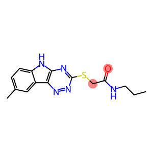 Acetamide, 2-[(8-methyl-2H-1,2,4-triazino[5,6-b]indol-3-yl)thio]-N-propyl- (9CI)