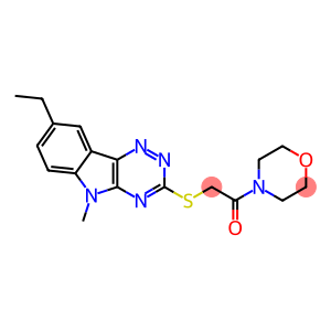 Morpholine, 4-[[(8-ethyl-5-methyl-5H-1,2,4-triazino[5,6-b]indol-3-yl)thio]acetyl]- (9CI)