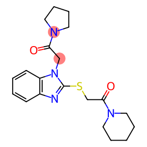 Piperidine, 1-[[[1-[2-oxo-2-(1-pyrrolidinyl)ethyl]-1H-benzimidazol-2-yl]thio]acetyl]- (9CI)