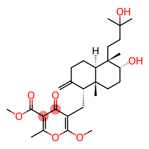 4H-Pyran-3-carboxylic acid, 5-[[(1R,4aR,5S,6R,8aR)-decahydro-6-hydroxy-5-(3-hydroxy-3-methylbutyl)-5,8a-dimethyl-2-methylene-1-naphthalenyl]methyl]-6-methoxy-2-methyl-4-oxo-, methyl ester, rel-