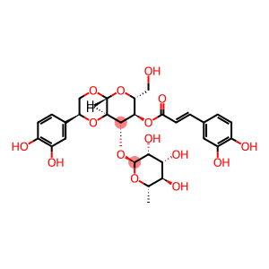 β-D-Glucopyranose, 3-O-(6-deoxy-α-L-mannopyranosyl)-1,2-O-[(2S)-2-(3,4-dihydroxyphenyl)-1,2-ethanediyl]-, 4-[(2E)-3-(3,4-dihydroxyphenyl)-2-propenoate]