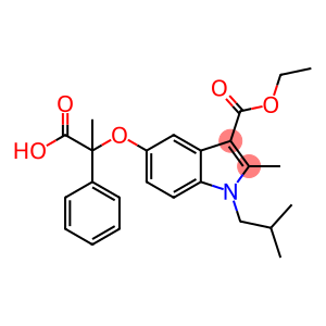 1H-Indole-3-carboxylic acid, 5-(1-carboxy-1-phenylethoxy)-2-methyl-1-(2-methylpropyl)-, 3-ethyl ester