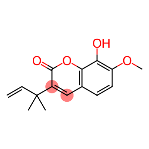 2H-1-Benzopyran-2-one, 3-(1,1-dimethyl-2-propen-1-yl)-8-hydroxy-7-methoxy-