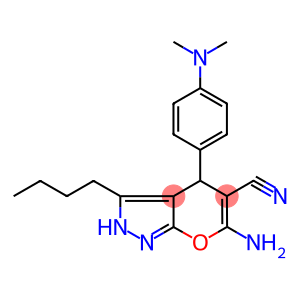 6-amino-3-butyl-4-[4-(dimethylamino)phenyl]-2,4-dihydropyrano[2,3-c]pyrazole-5-carbonitrile