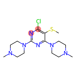 Pyrimidine, 4-chloro-2,6-bis(4-methyl-1-piperazinyl)-5-(methylthio)-