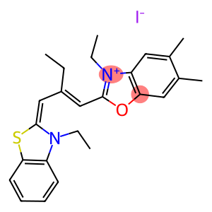 2-ethyl-1-(3-ethyl-benzothiazol-2-yl)-3-(3-ethyl-5,6-dimethyl-benzoxazol-2-yl)-trimethinium