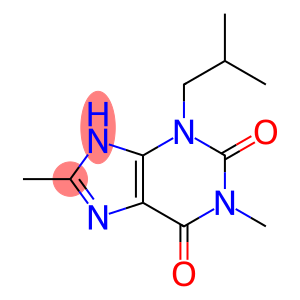 1H-Purine-2,6-dione, 3,9-dihydro-1,8-dimethyl-3-(2-methylpropyl)-