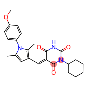 1-cyclohexyl-5-{[1-(4-methoxyphenyl)-2,5-dimethyl-1H-pyrrol-3-yl]methylene}-2,4,6(1H,3H,5H)-pyrimidinetrione