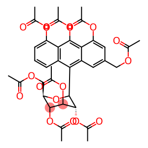 3-(acetoxymethyl)-10-((2S,3S,5R,6R)-3,4,5-triacetoxy-6-(acetoxymethyl)tetrahydro-2H-pyran-2-yl)anthracene-1,8,9-triyl triacetate