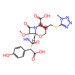 5-Oxa-1-azabicyclo[4.2.0]oct-2-ene-2-carboxylic acid, 7-[[carboxy(4-hydroxyphenyl)acetyl]amino]-7-methoxy-3-[[(1-methyl-1H-tetrazol-5-yl)thio]methyl]-8-oxo-, [6R-[6a,7a,7(R*)]]-