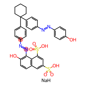 disodium (8Z)-7-oxo-8-{2-[4-(1-{4-[2-(4-oxocyclohexa-2,5-dien-1-ylidene)hydrazinyl]phenyl}cyclohexyl)phenyl]hydrazinylidene}-7,8-dihydronaphthalene-1,3-disulfonate