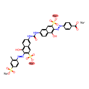 4-1-hydroxy-6-5-hydroxy-6-(2-methyl-4-sulphonatophenyl)azo-7-sulphonato-2-naphthylaminocarbonylamino-3-sulph onato-2-naphthylazobenzoate (sodium salt)