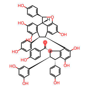 Methanone, [(1R,2S,3R)-2-(3,5-dihydroxyphenyl)-2,3-dihydro-4,6-dihydroxy-3-(4-hydroxyphenyl)-7-[(1R,6R,7R,11bR)-1,6,7,11b-tetrahydro-4,8,10-trihydroxy-1,7-bis(4-hydroxyphenyl)benzo[6,7]cyclohepta[1,2,3-cd]benzofuran-6-yl]-1H-inden-1-yl](4-hydroxyphenyl)-, rel-(-)-