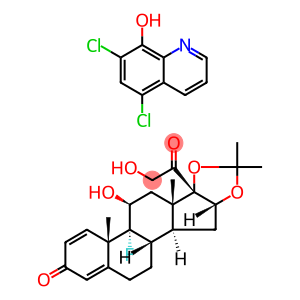 Pregna-1,4-diene-3,20-dione, 9-fluoro-11,21-dihydroxy-16,17-[(1-methylethylidene)bis(oxy)]-, (11β,16α)-, mixt. with 5,7-dichloro-8-quinolinol (9CI)