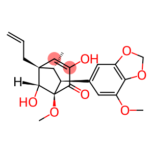 Bicyclo[3.2.1]oct-3-en-2-one, 3,8-dihydroxy-1-methoxy-7-(7-methoxy-1,3-benzodioxol-5-yl)-6-methyl-5-(2-propenyl)-, [1R-(6-endo,7-exo,8-syn)]- (9CI)