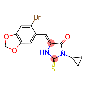 5-[(6-bromo-1,3-benzodioxol-5-yl)methylene]-3-cyclopropyl-2-thioxo-4-imidazolidinone