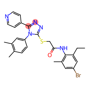 N-(4-bromo-2-ethyl-6-methylphenyl)-2-{[4-(3,4-dimethylphenyl)-5-(4-pyridinyl)-4H-1,2,4-triazol-3-yl]sulfanyl}acetamide