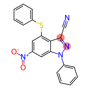 1H-Indazole-3-carbonitrile, 6-nitro-1-phenyl-4-(phenylthio)-