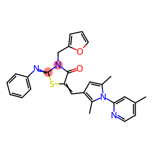 5-{[2,5-dimethyl-1-(4-methyl-2-pyridinyl)-1H-pyrrol-3-yl]methylene}-3-(2-furylmethyl)-2-(phenylimino)-1,3-thiazolidin-4-one