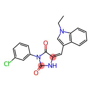 3-(3-chlorophenyl)-5-[(1-ethyl-1H-indol-3-yl)methylene]-2,4-imidazolidinedione