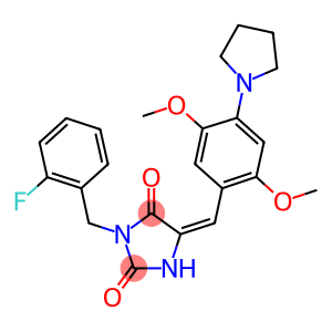 5-[2,5-dimethoxy-4-(1-pyrrolidinyl)benzylidene]-3-(2-fluorobenzyl)-2,4-imidazolidinedione