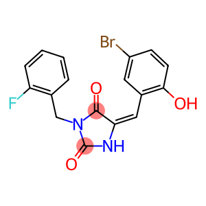 5-(5-bromo-2-hydroxybenzylidene)-3-(2-fluorobenzyl)-2,4-imidazolidinedione