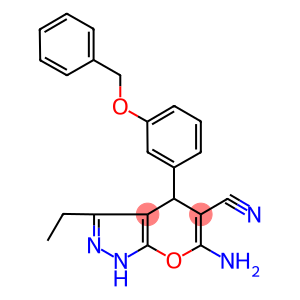 6-amino-4-[3-(benzyloxy)phenyl]-3-ethyl-1,4-dihydropyrano[2,3-c]pyrazole-5-carbonitrile