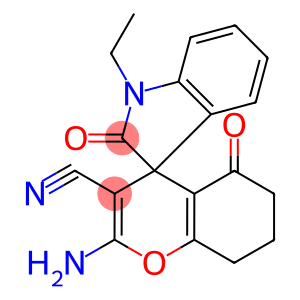 2-amino-5-oxo-5,6,7,8-tetrahydro-4H-chromene-3-carbonitrile-4-spiro-3'-(1'-ethyl-1',3'-dihydro-2'H-indol-2'-one)