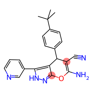 6-amino-4-(4-tert-butylphenyl)-3-(3-pyridinyl)-2,4-dihydropyrano[2,3-c]pyrazole-5-carbonitrile