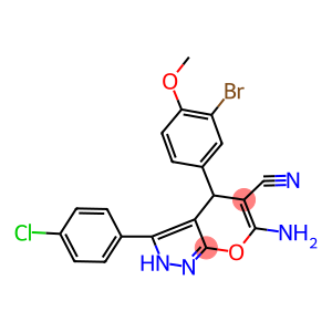 6-amino-4-(3-bromo-4-methoxyphenyl)-3-(4-chlorophenyl)-2,4-dihydropyrano[2,3-c]pyrazole-5-carbonitrile