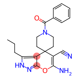 6-amino-3-propyl-2,4-dihydropyrano[2,3-c]pyrazole-5-carbonitrile-4-spiro-4'-(1'-benzoylpiperidine)