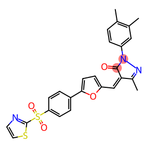 2-(3,4-dimethylphenyl)-5-methyl-4-({5-[4-(1,3-thiazol-2-ylsulfonyl)phenyl]-2-furyl}methylene)-2,4-dihydro-3H-pyrazol-3-one