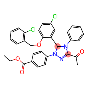 ethyl 4-(3-acetyl-5-{5-chloro-2-[(2-chlorobenzyl)oxy]phenyl}-4-phenyl-4,5-dihydro-1H-1,2,4-triazol-1-yl)benzoate