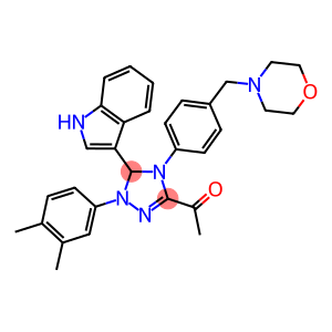 1-{1-(3,4-dimethylphenyl)-5-(1H-indol-3-yl)-4-[4-(4-morpholinylmethyl)phenyl]-4,5-dihydro-1H-1,2,4-triazol-3-yl}ethanone