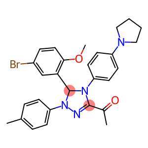 1-{5-(5-bromo-2-methoxyphenyl)-1-(4-methylphenyl)-4-[4-(1-pyrrolidinyl)phenyl]-4,5-dihydro-1H-1,2,4-triazol-3-yl}ethanone